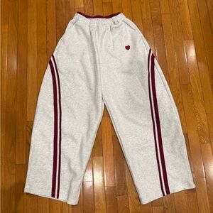 Gray Sweatpants with Red Stripes